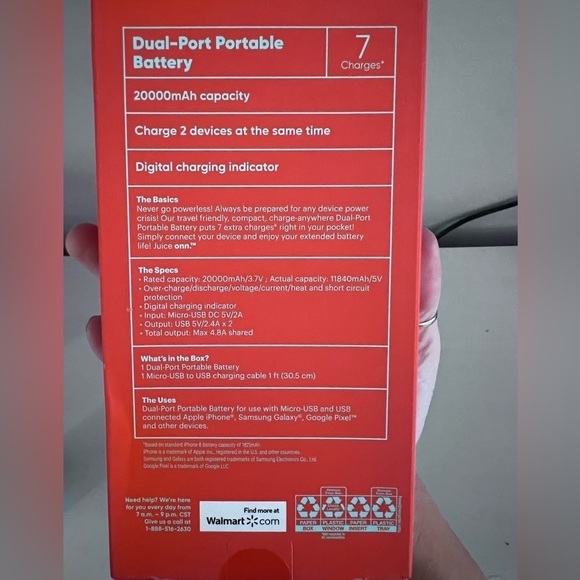 NWT juice onn. Dual-Port Power Delivery Portable Battery, 7x Charge, Bla… - Picture 4 of 8